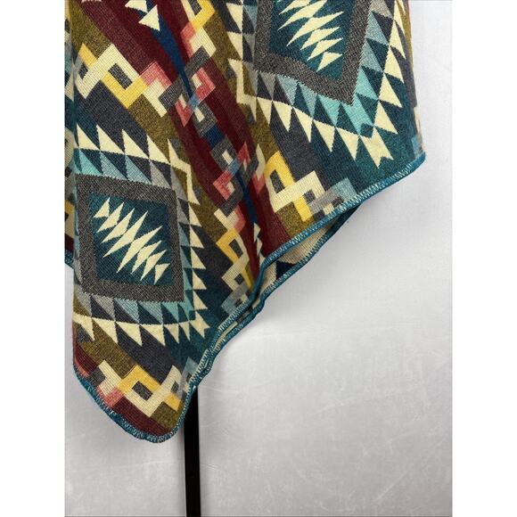 Galapagos Confecciones Colorful Handmade Poncho O/S Aztec Geometric Wool Blend - Picture 10 of 11